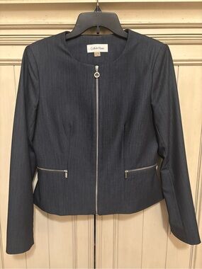 Calvin Klein Women's Dark Navy Zip Front Blazer